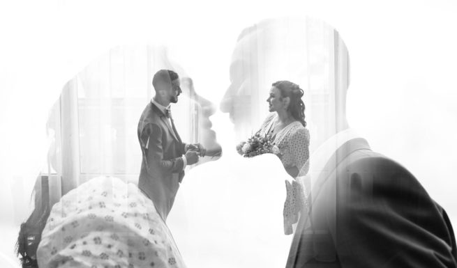 photo de mariage paris bordeaux photographe portrait de couple double exposition
