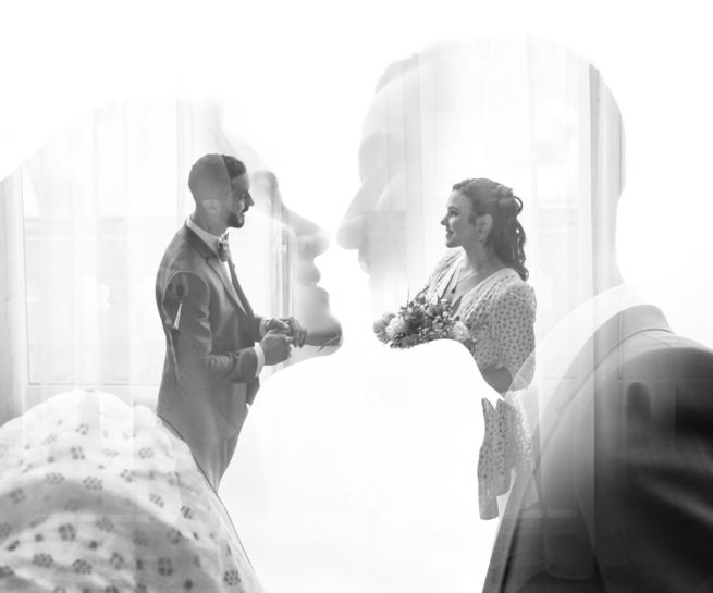 photo de mariage paris bordeaux photographe portrait de couple double exposition
